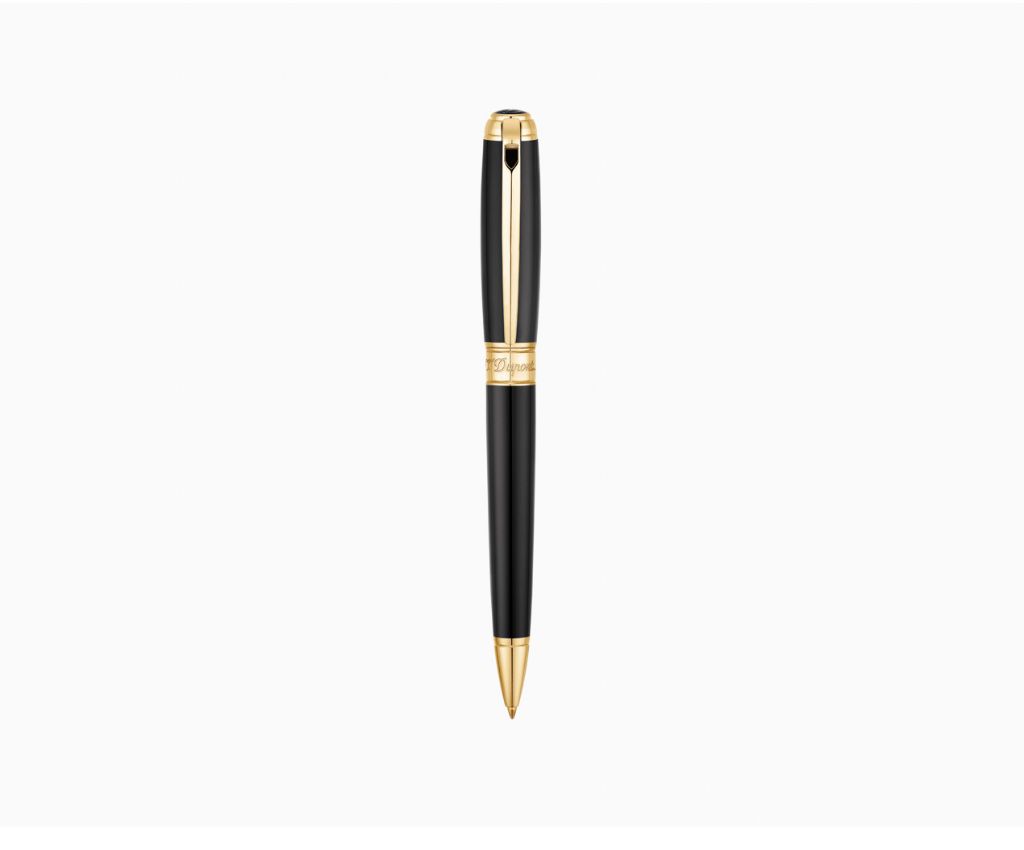 Line D Large Black Lacquer &amp; Yellow Gold Finish Ballpoint Pen